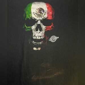 Los Cabos  Aztlan Men's Mexican Flag Skull T-Shirt
